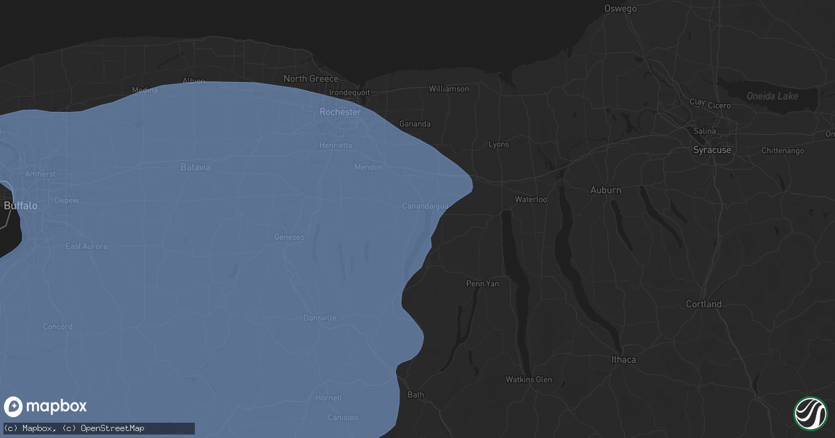 Hail map in Canandaigua, NY on January 9, 2026