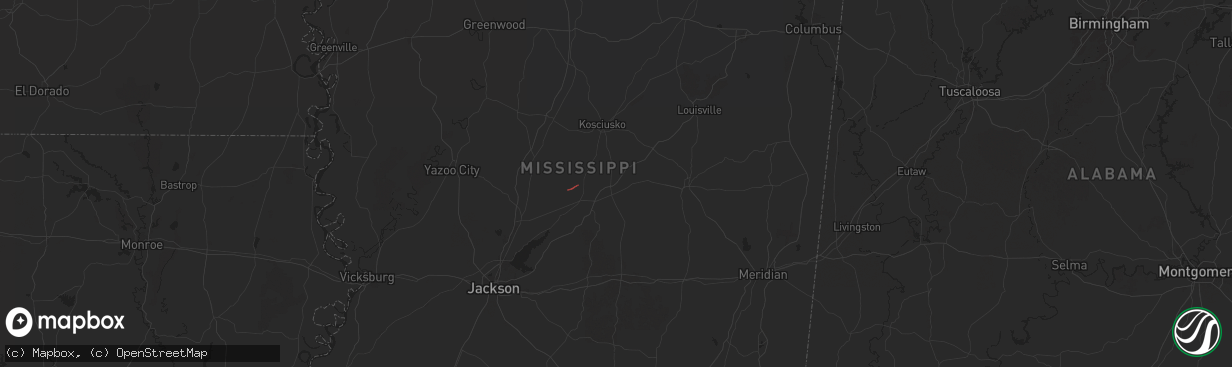 Hail map in Carthage, MS on January 9, 2026