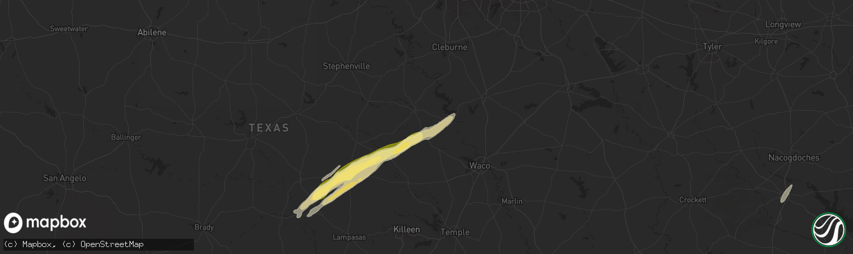 Hail map in Clifton, TX on January 9, 2026