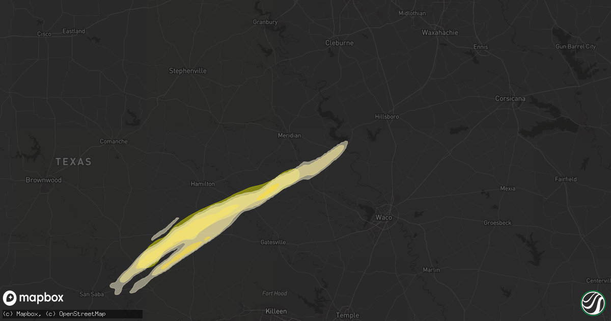 Hail map in Clifton, TX on January 9, 2026