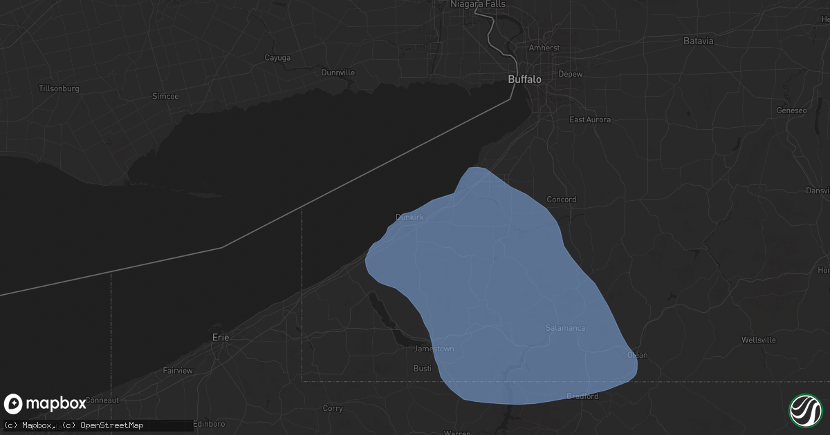 Hail map in Dunkirk, NY on January 9, 2026