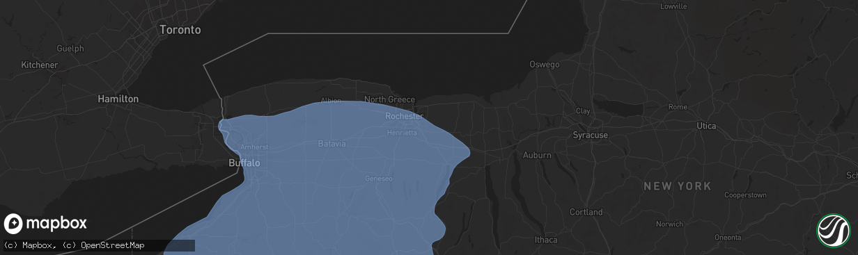 Hail map in Fairport, NY on January 9, 2026