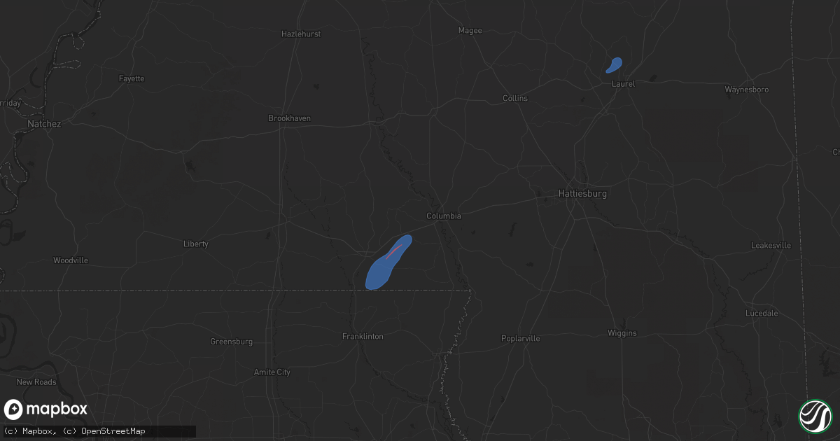 Hail map in Foxworth, MS on January 9, 2026