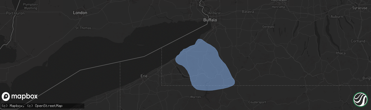 Hail map in Fredonia, NY on January 9, 2026