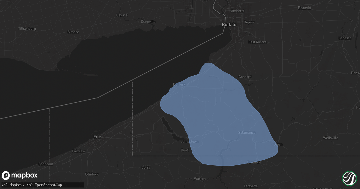 Hail map in Fredonia, NY on January 9, 2026