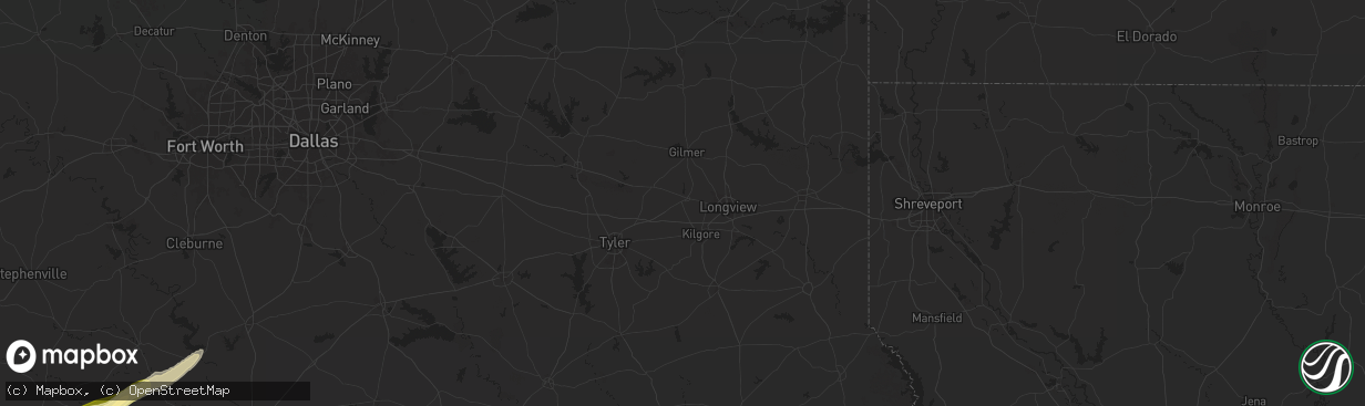 Hail map in Gladewater, TX on January 9, 2026