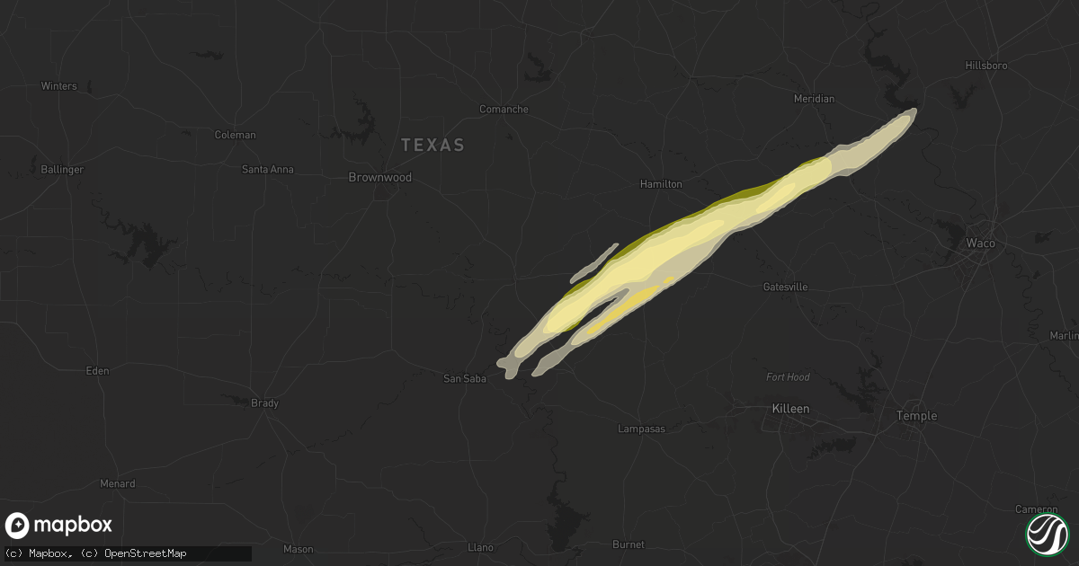 Hail map in Goldthwaite, TX on January 9, 2026