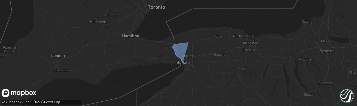 Hail map in Grand Island, NY on January 9, 2026