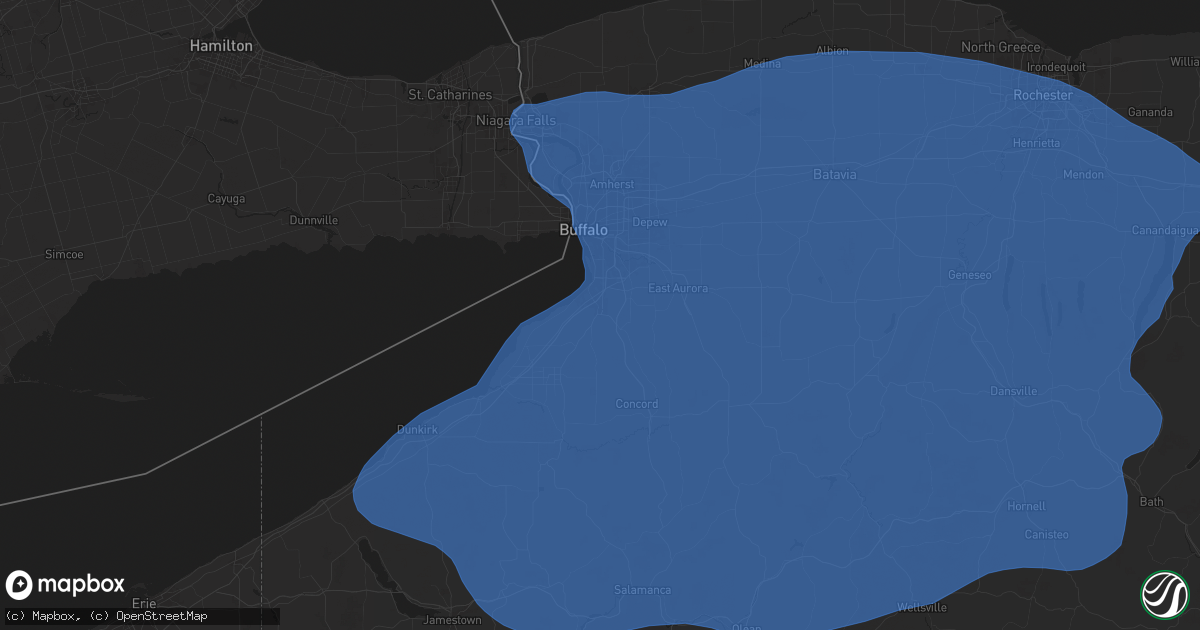 Hail map in Hamburg, NY on January 9, 2026
