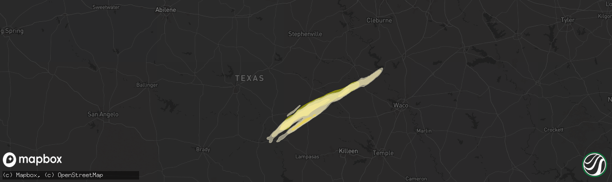 Hail map in Hamilton, TX on January 9, 2026