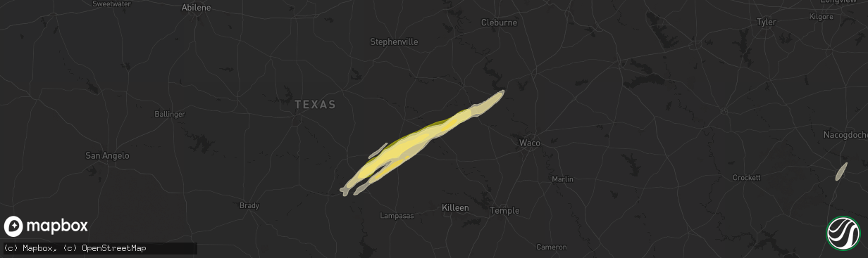 Hail map in Jonesboro, TX on January 9, 2026
