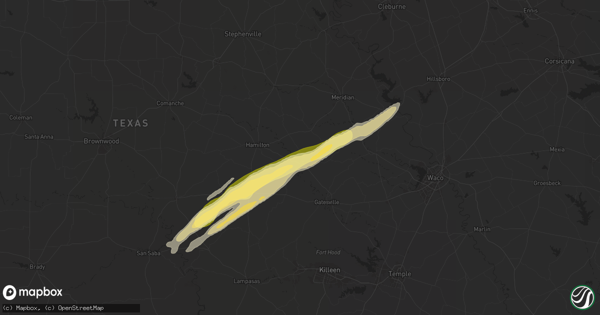Hail map in Jonesboro, TX on January 9, 2026