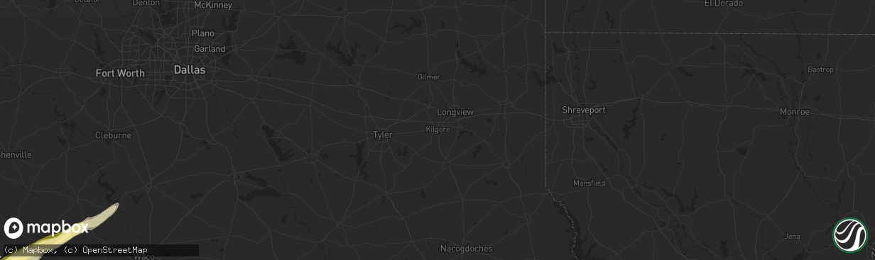 Hail map in Kilgore, TX on January 9, 2026