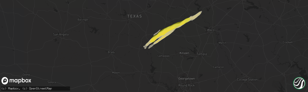 Hail map in Lometa, TX on January 9, 2026