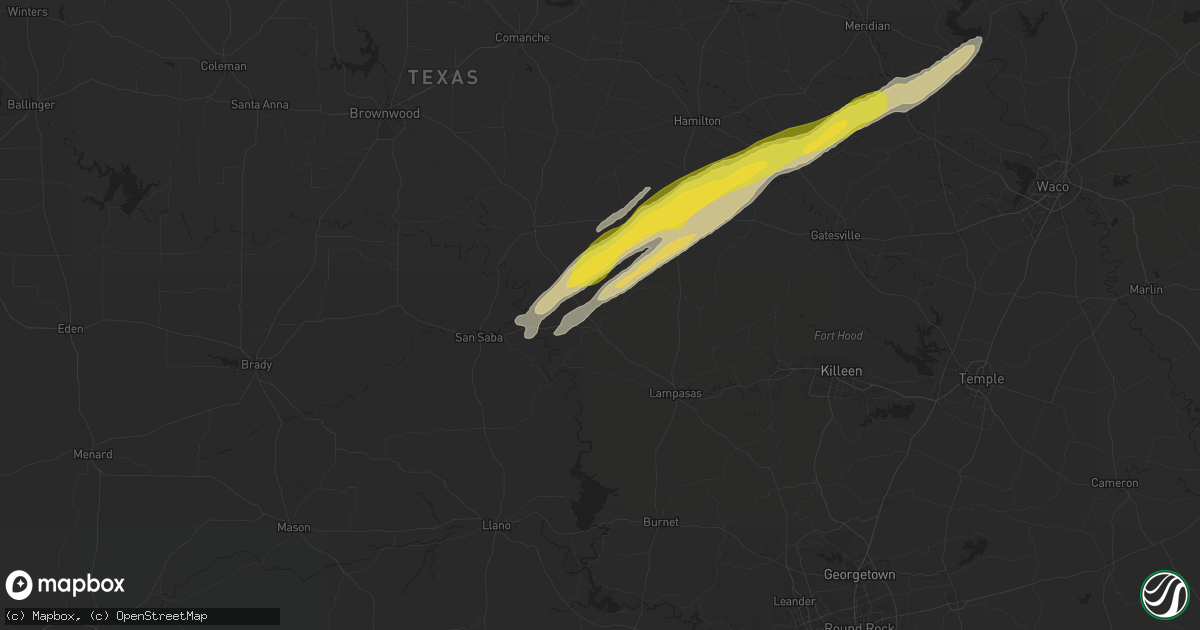Hail map in Lometa, TX on January 9, 2026