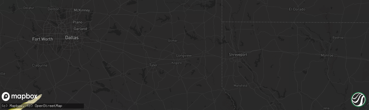 Hail map in Longview, TX on January 9, 2026