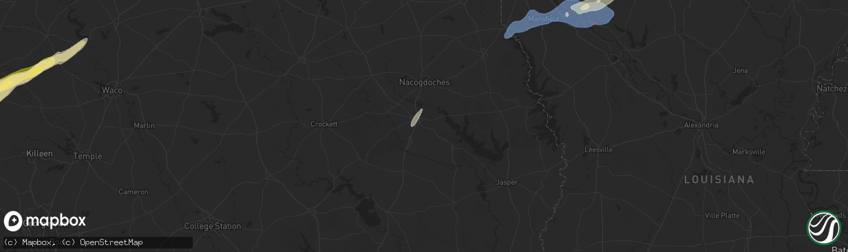 Hail map in Lufkin, TX on January 9, 2026