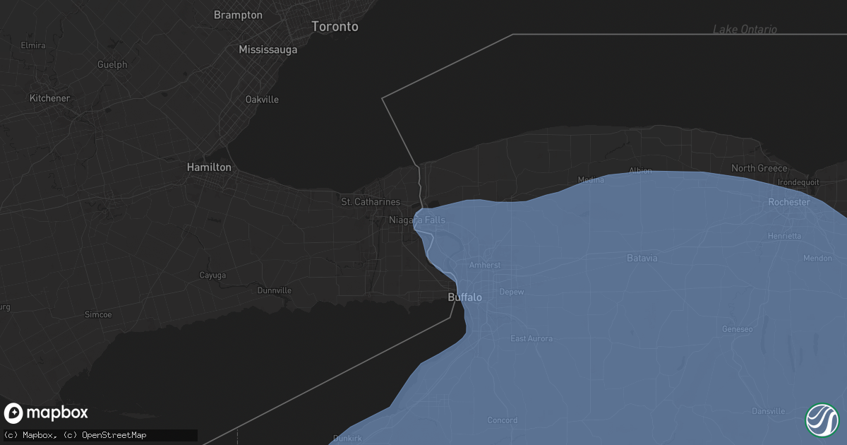 Hail map in Niagara Falls, NY on January 9, 2026
