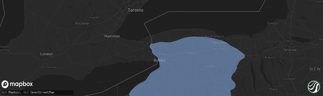Hail map in North Tonawanda, NY on January 9, 2026