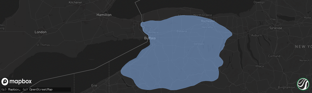 Hail map in Orchard Park, NY on January 9, 2026