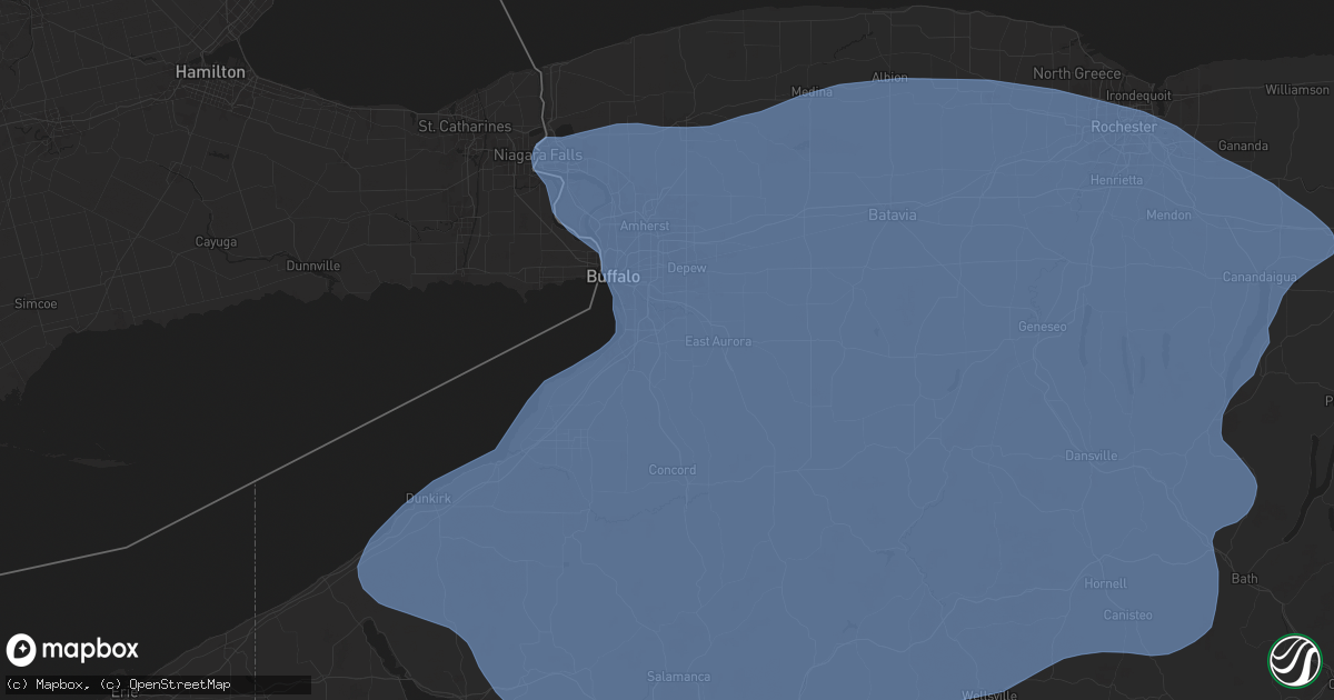 Hail map in Orchard Park, NY on January 9, 2026