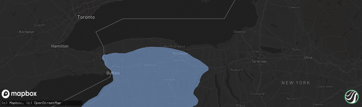 Hail map in Rochester, NY on January 9, 2026