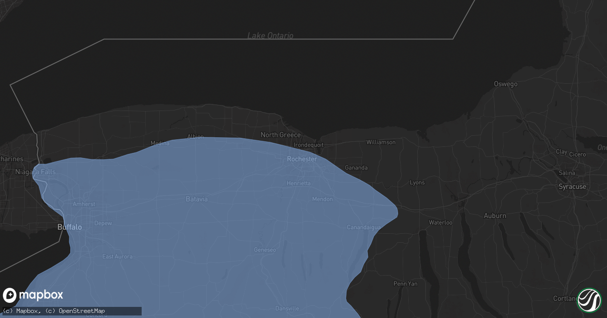 Hail map in Rochester, NY on January 9, 2026