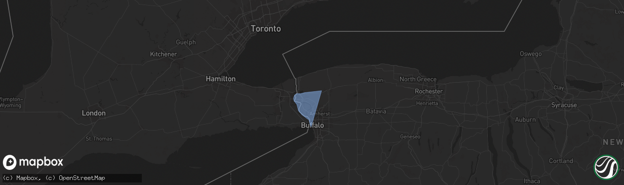 Hail map in Sanborn, NY on January 9, 2026