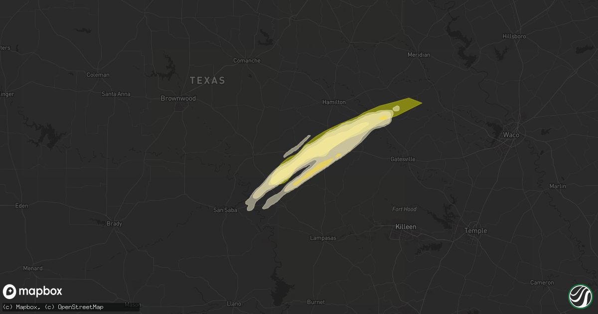 Hail map in Star, TX on January 9, 2026