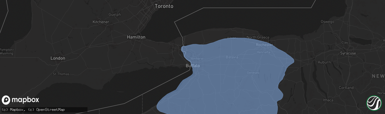 Hail map in Tonawanda, NY on January 9, 2026