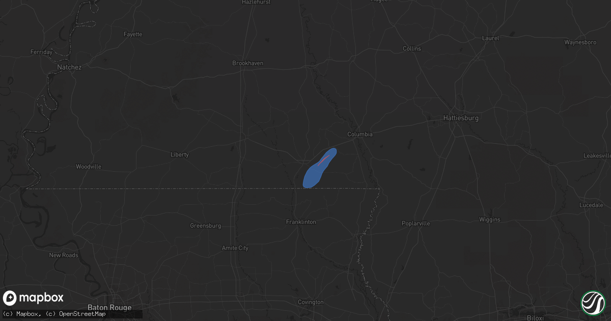 Hail map in Tylertown, MS on January 9, 2026