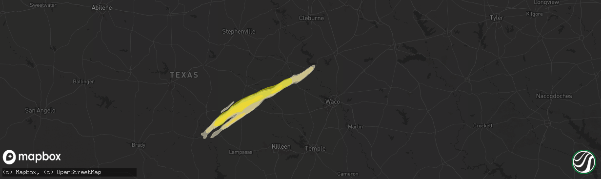 Hail map in Valley Mills, TX on January 9, 2026