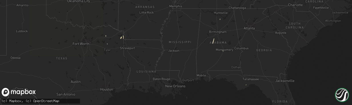 Hail map in Arkansas on January 10, 2012