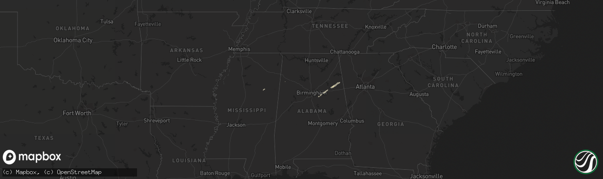 Hail map in Alabama on January 10, 2014