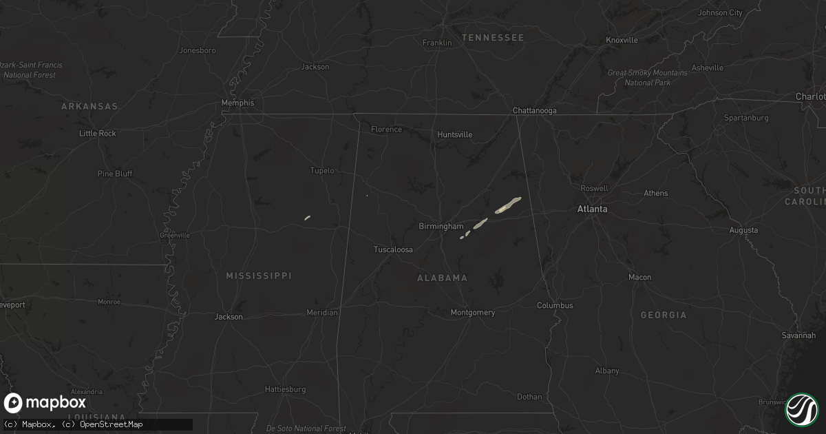 Hail map in Mississippi on January 10, 2014