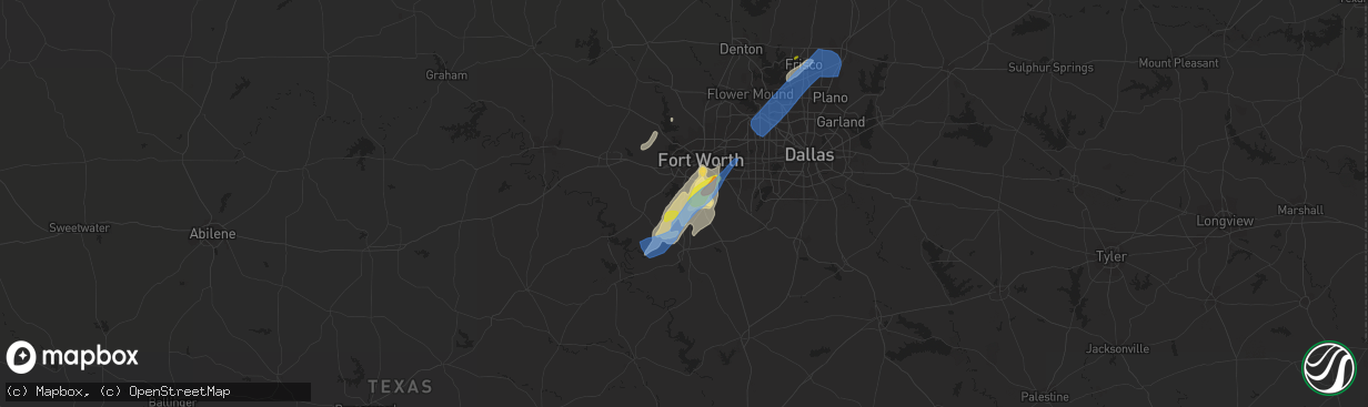 Hail map in Crowley, TX on January 10, 2020