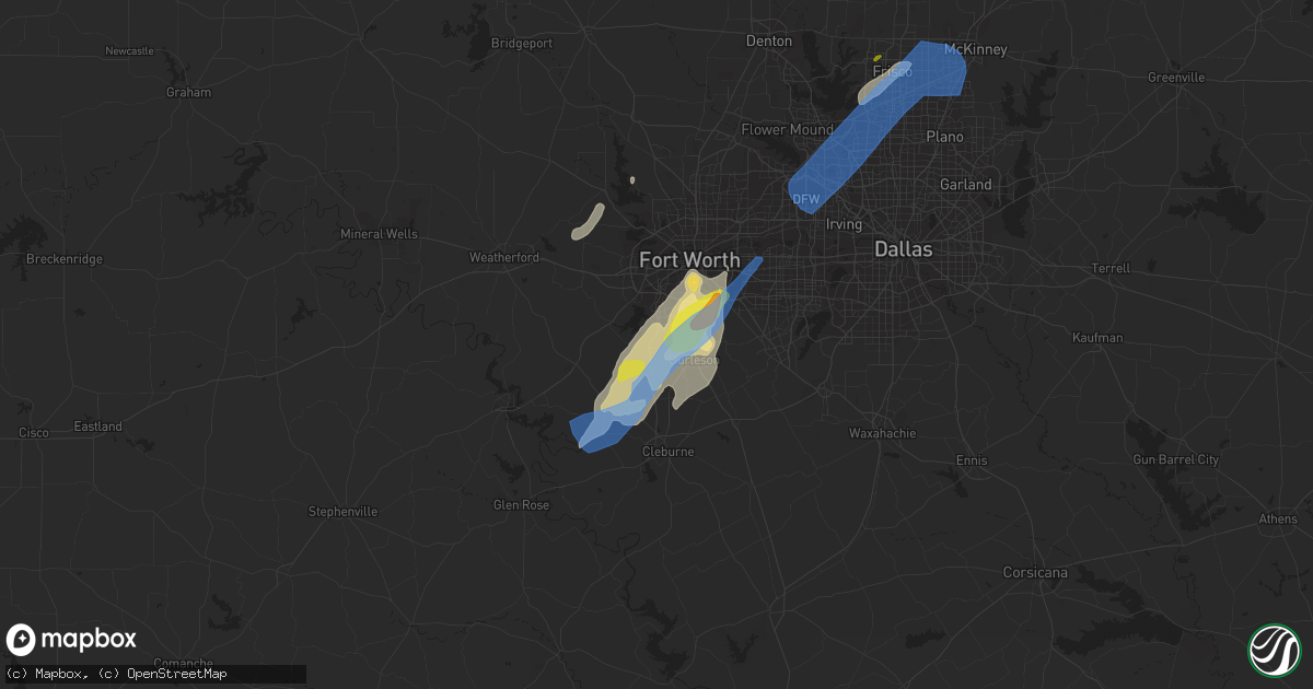 Hail map in Crowley, TX on January 10, 2020
