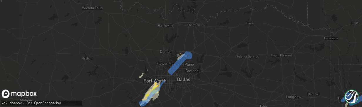 Hail map in Frisco, TX on January 10, 2020