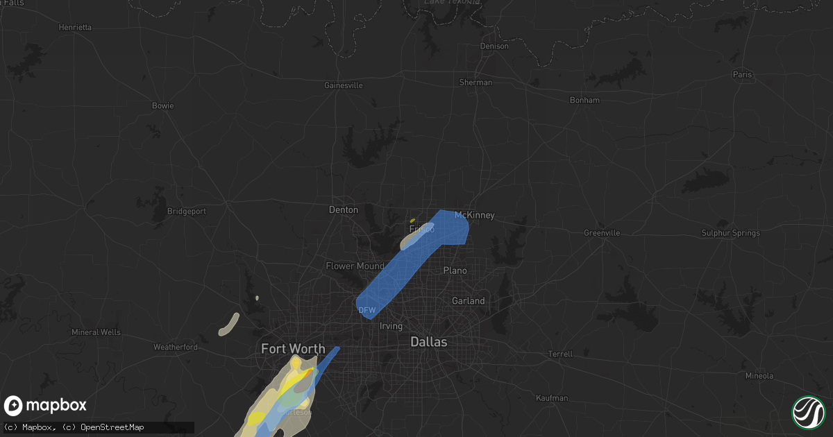 Hail map in Frisco, TX on January 10, 2020