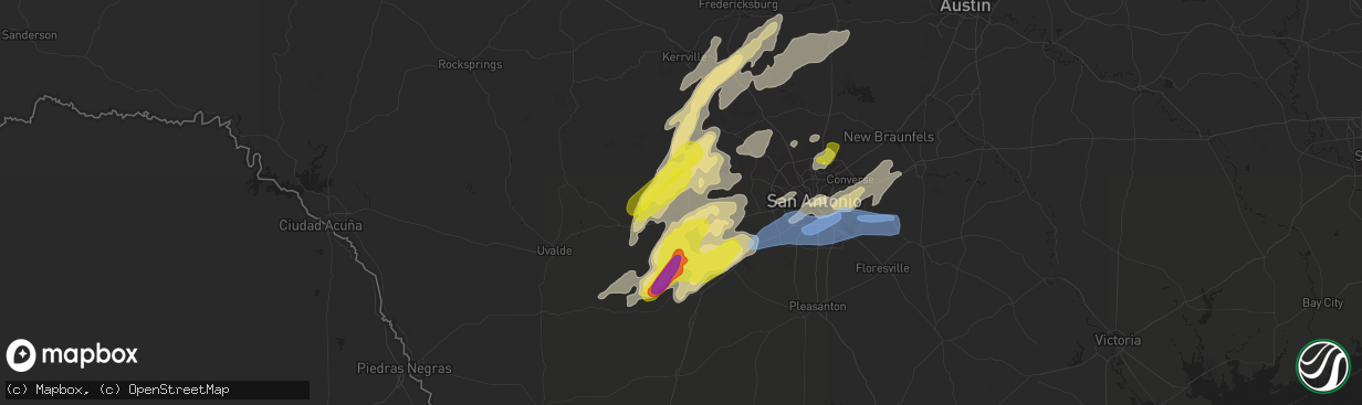 Hail map in Hondo, TX on January 10, 2020