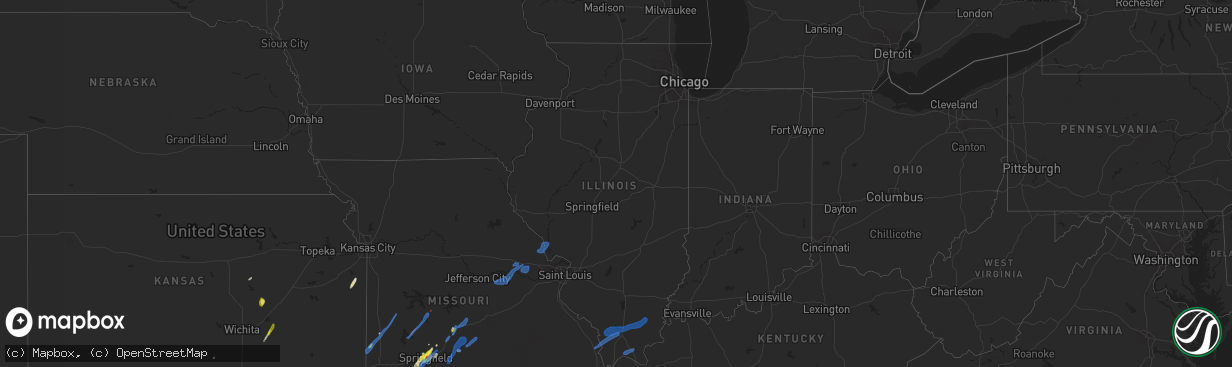 Hail map in Illinois on January 10, 2020