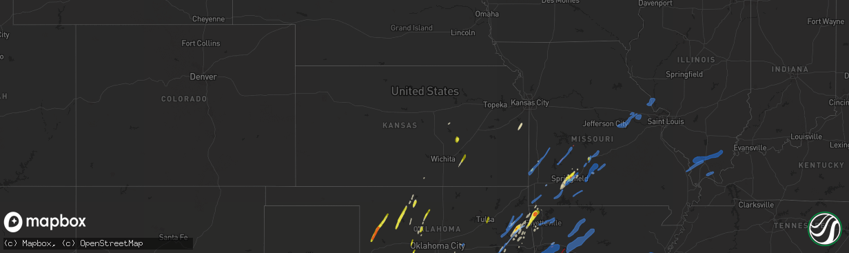 Hail map in Kansas on January 10, 2020