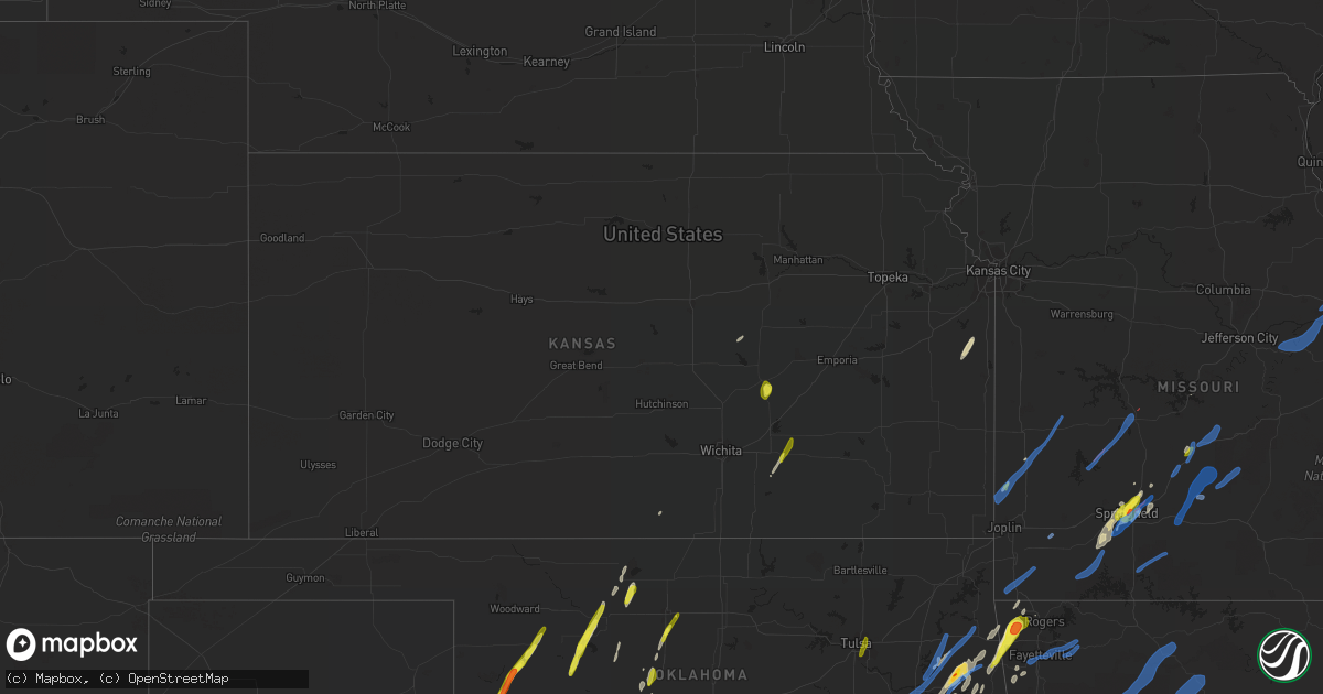 Hail map in Kansas on January 10, 2020