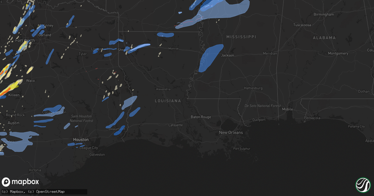 Hail map in Louisiana on January 10, 2020