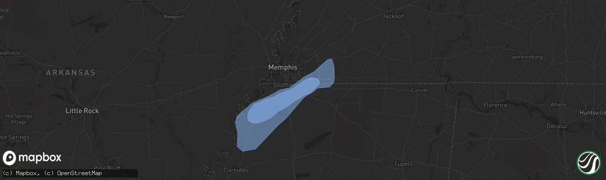 Hail map in Olive Branch, MS on January 10, 2020