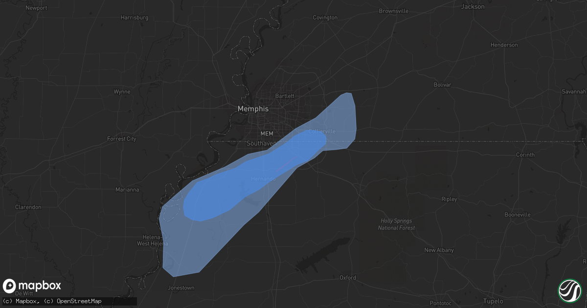 Hail map in Olive Branch, MS on January 10, 2020