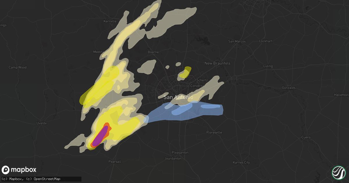 Hail map in San Antonio, TX on January 10, 2020