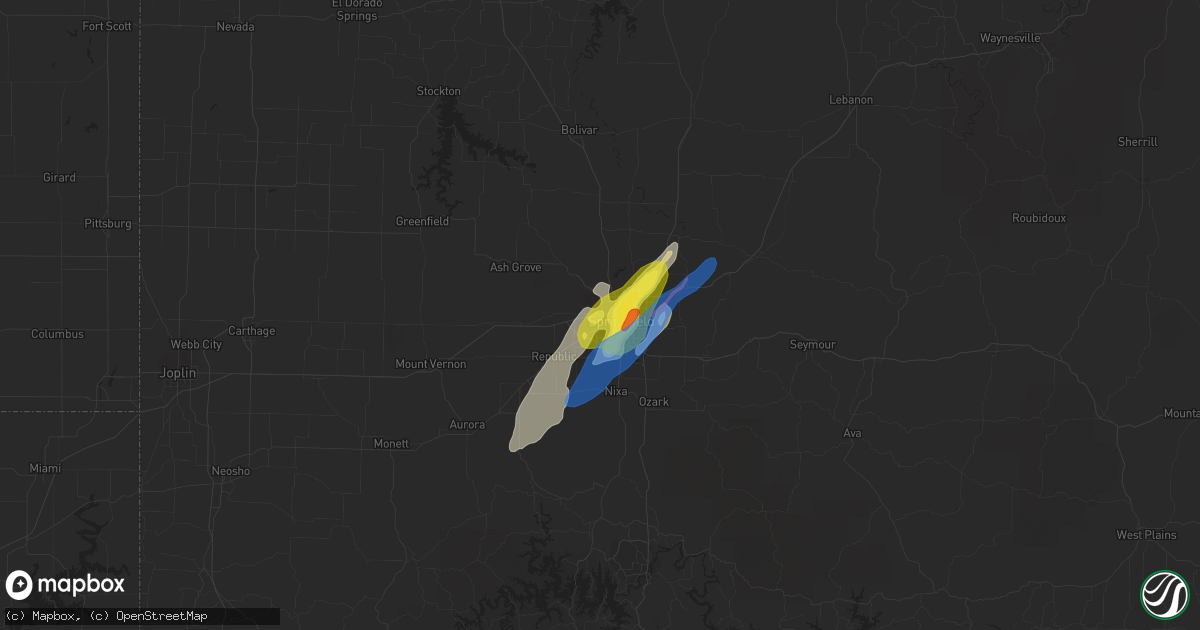Hail map in Springfield, MO on January 10, 2020