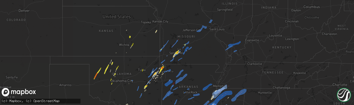 Hail map on January 10, 2020