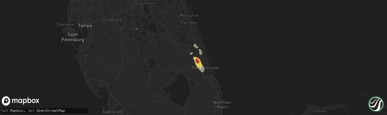 Hail map in Fort Pierce, FL on January 10, 2022
